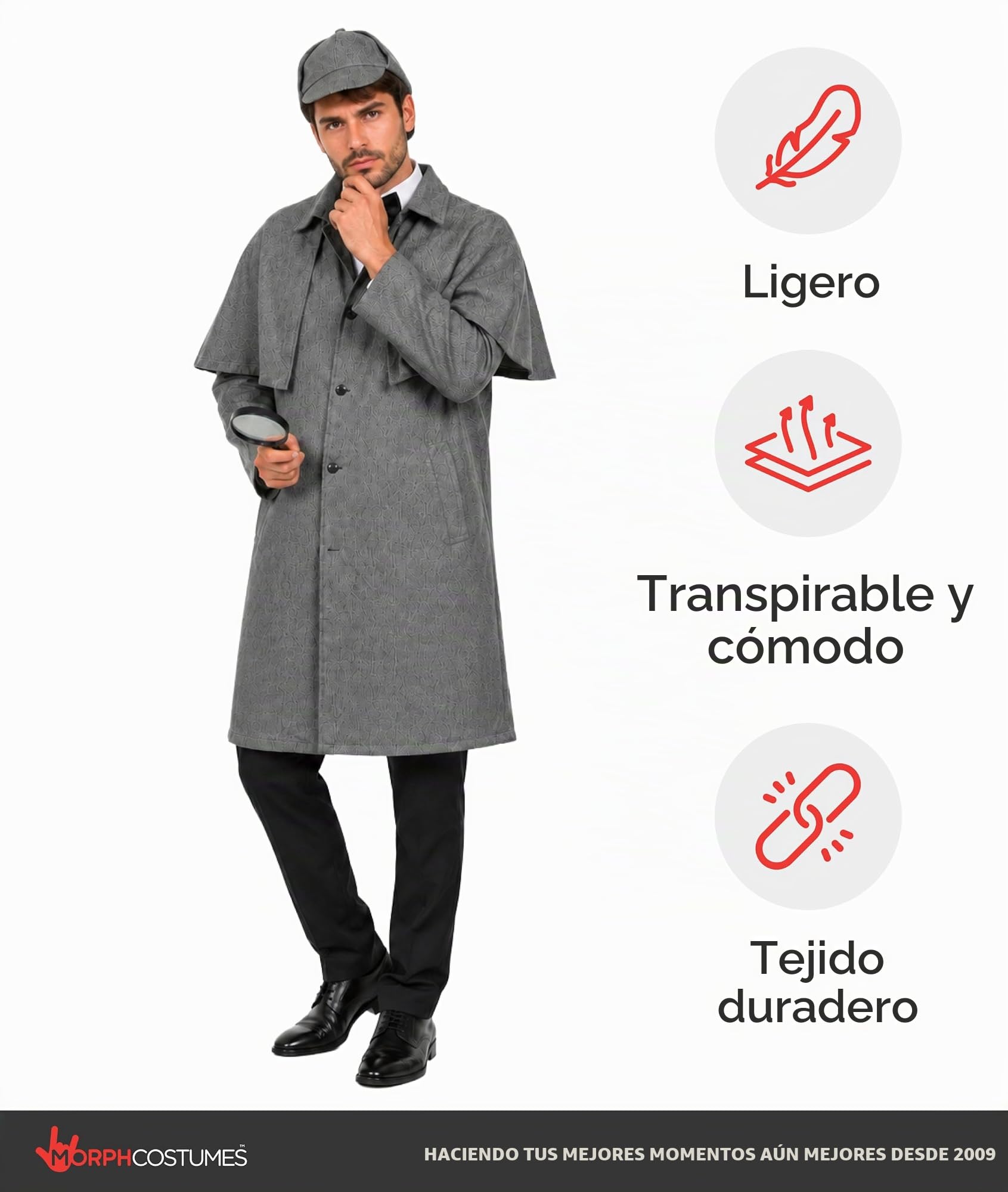 Fun Shack Disfraz Detective Victoriano Hombre,Disfraces Sherlock Holmens, Traje Victoriano, Disfraz Carnaval y Halloween