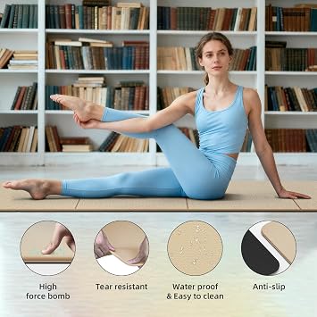 Foldable Yoga Mat Thick 10mm-WUWAN Extra Large Exercise Mat, TPE Material, Non-Slip Fitness Folding Mat Easy to Carry, Suitable for Home Workout Travel Pilates (75