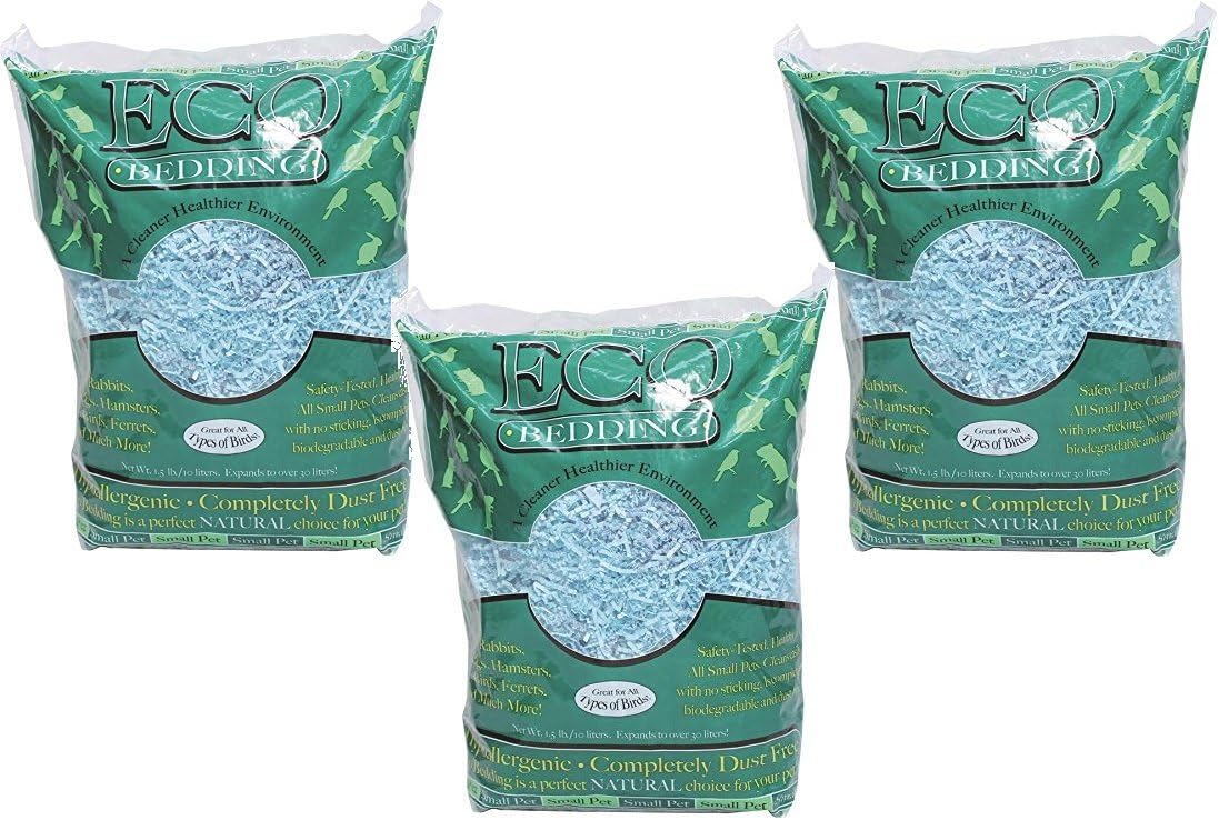 (3 Pack) Fibercore Eco Bedding for Small Pet, Blue 1.5