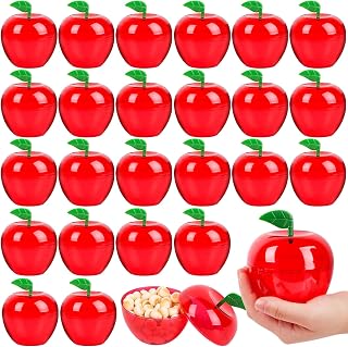 FOIMAS Plastic Apple Container,24pcs Red Apple Container Candy Boxes Jars Fillable Treat Box for Graduation Gift School Classroom Teacher Appreciation Gift Back to School Party Favor Supplies
