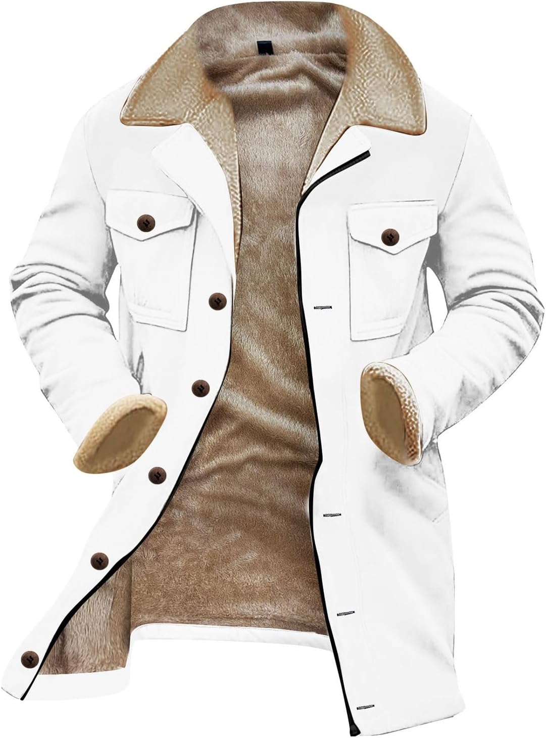 [YAMAGW] ジャケット メンズ 秋冬 無地 ジッパー ロング コットン パーカー 裏起毛 アウター 大きいサイズ 防寒 防風