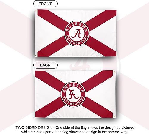 Miniatura 2 de Desert Cactus Bandera de la Universidad de Alabama Crimson Tide Bama UA Banderas Banners 100% poliéster para interiores y exteriores, 3 x 5 (bandera