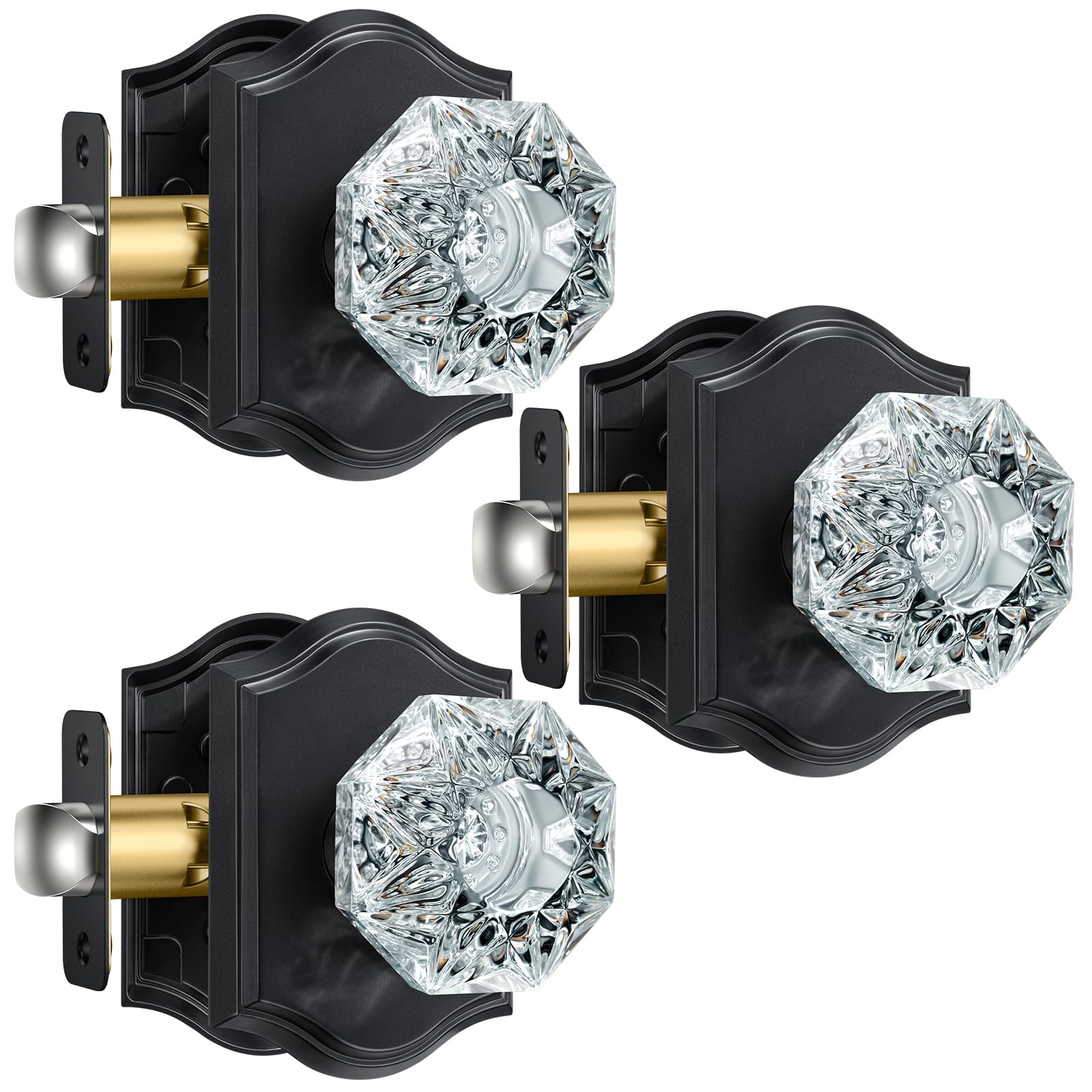 Matte Black Glass Door Knobs with Privacy Lock -18