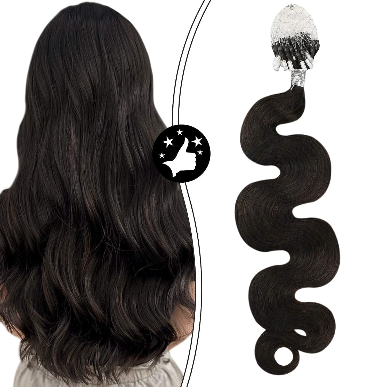 Moresoo Microlink Hair Extensions Human Hair 16 Inch Wavy