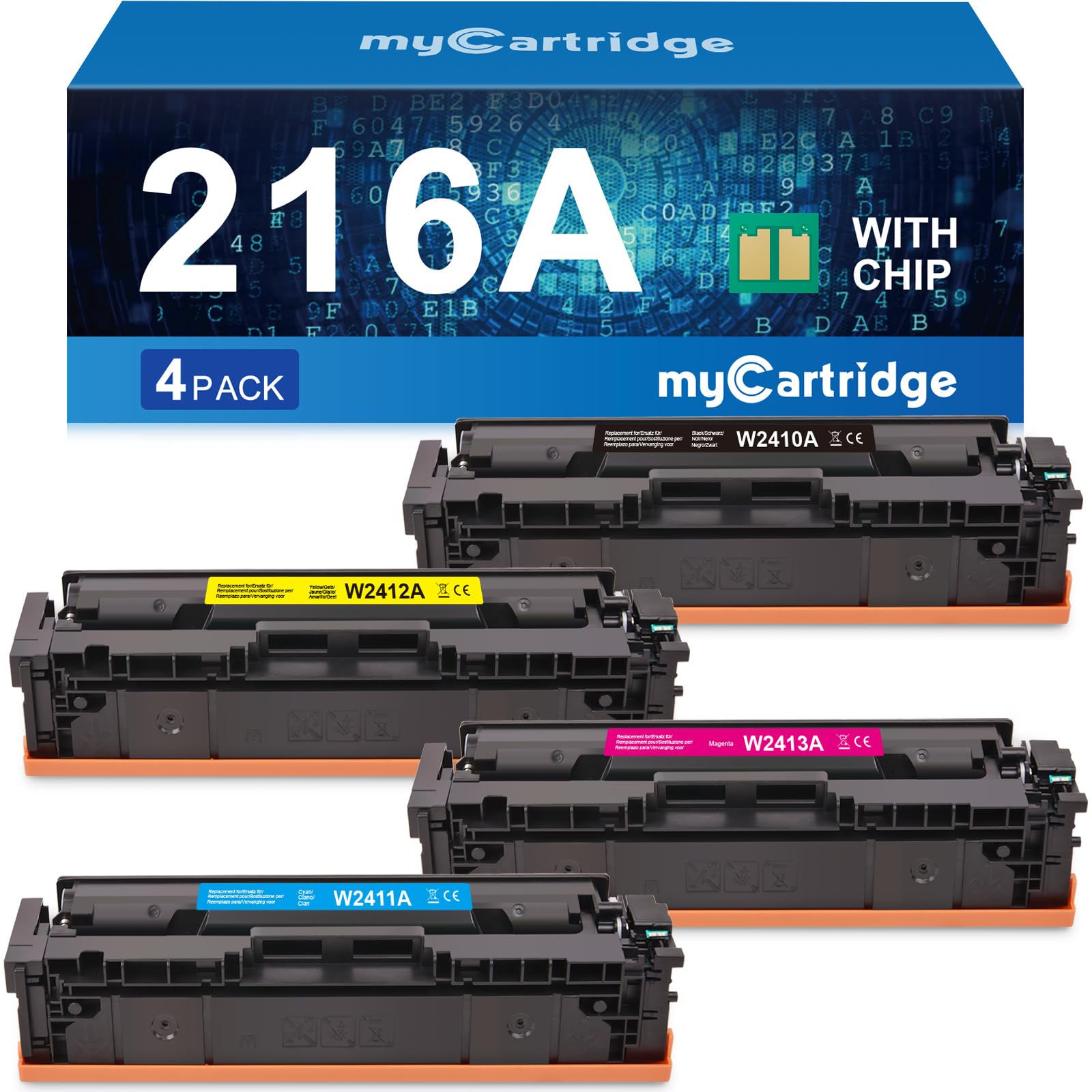 MYCARTRIDGE 216A Toner (CON CHIP) compatibile per HP 216A Sostituzione per HP Color Laserjet Pro M183fw per Color Laserjet MFP M182n M182nw M155a M155nw M155 - 4 Pack