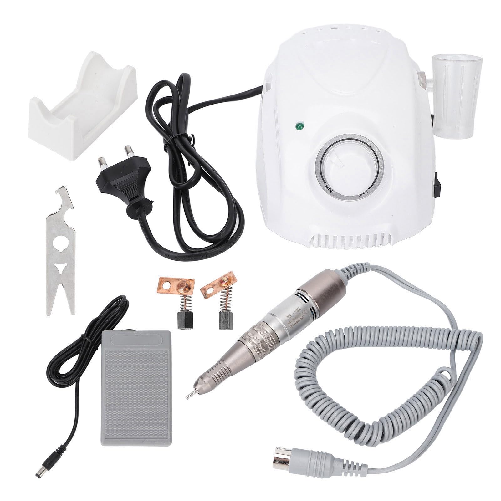 Pongnas Professionelle Elektrische Nagelfeilen-Bohrmaschine in Stiftform, 35.000 U/min, Einstellbare Geschwindigkeit mit Fußpedalsteuerung für Zuhause, Salon, Maniküre, Pediküre (EU-Stecker 220 V)