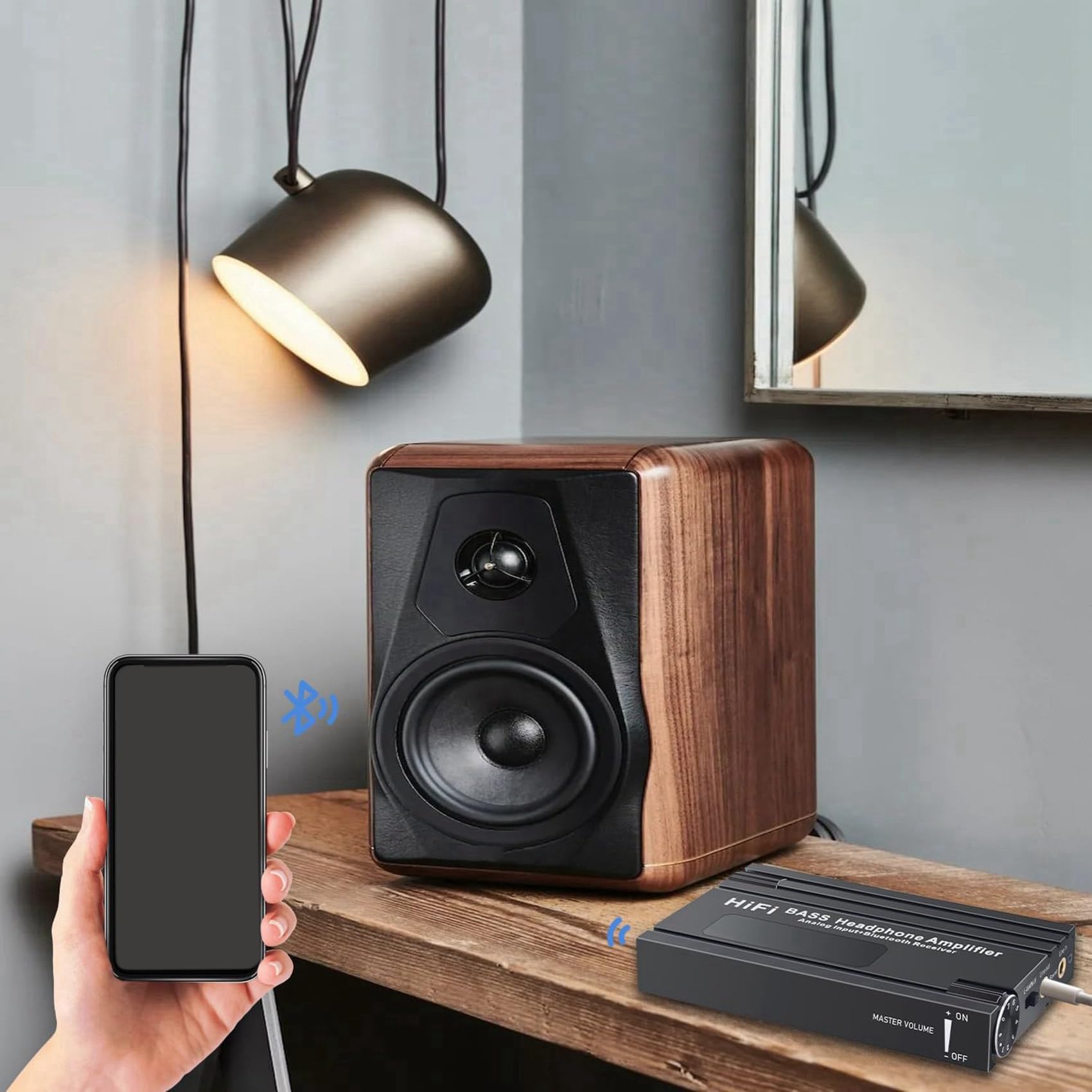 2X Amplificatore per Cuffie HiFi Bluetooth Amplificatore per Auricolari HiFi Portatile con Controllo del Volume dei per MP3/MP4/Telefoni/Lettore Digitale