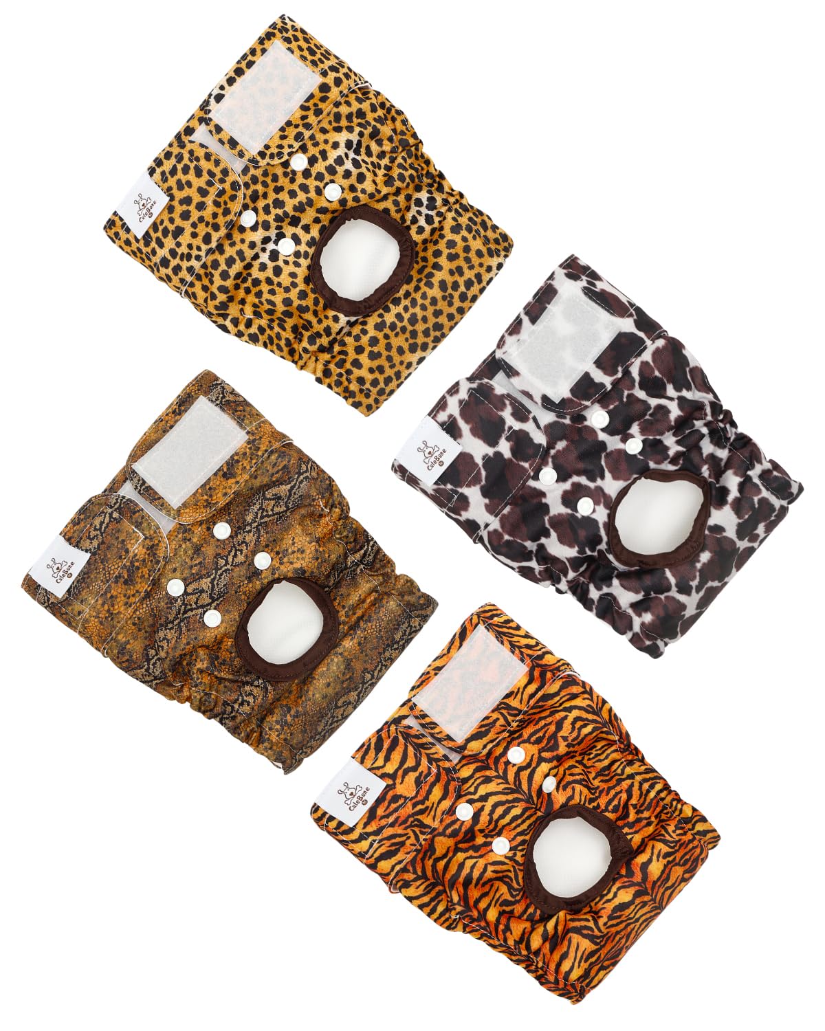 CuteBone Washable Female Dog Diapers 4 Pack Reusable Doggie Heat Diapers for Period FMG11XS