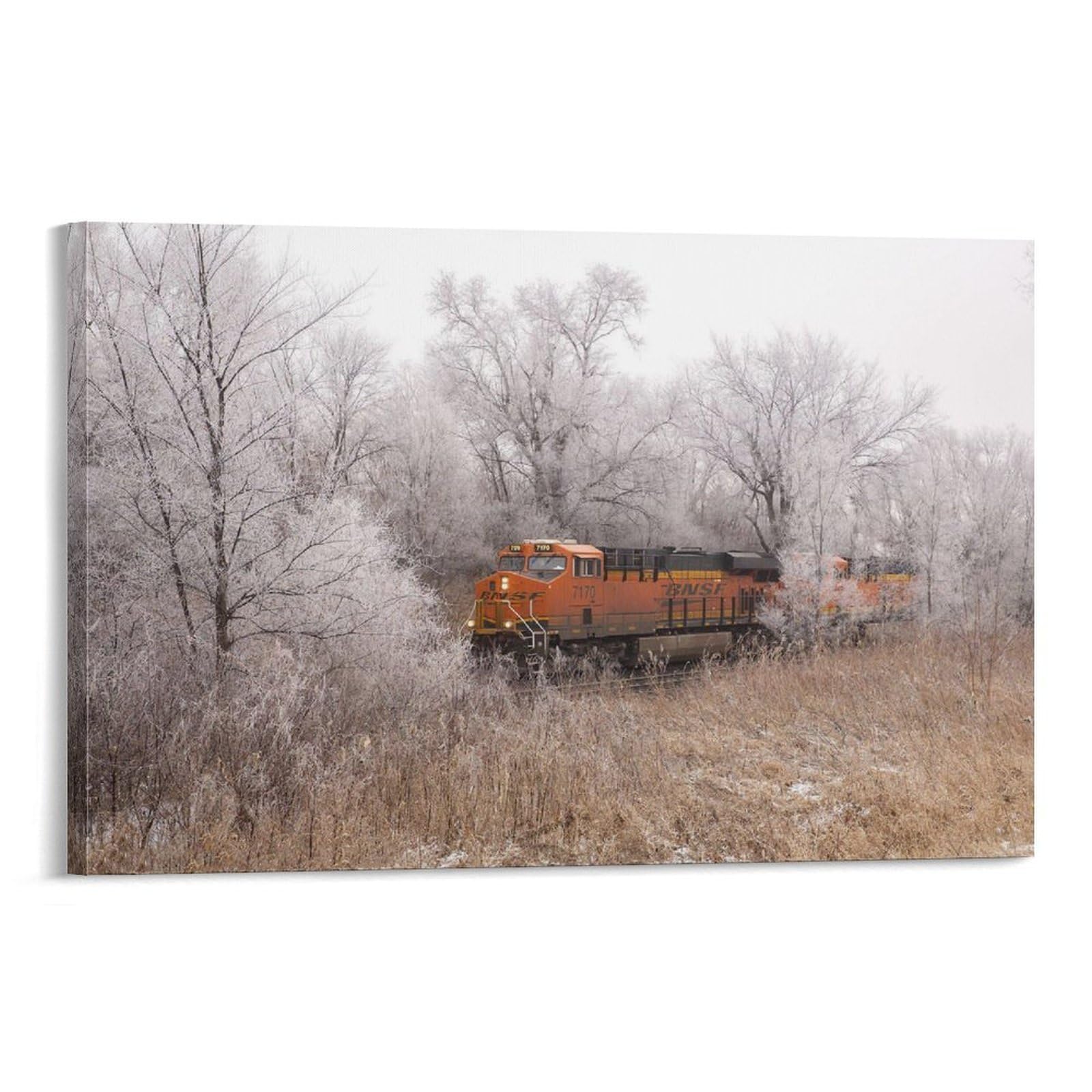 TYWSDBVTYWSDBV Diesel Train BNSF Running in The Forest Poster Train Poster Vintage Poster Canvas Painting Wall Art Poster for Bedroom Living Room Decor 08x12inch(20x30cm) Frame-style