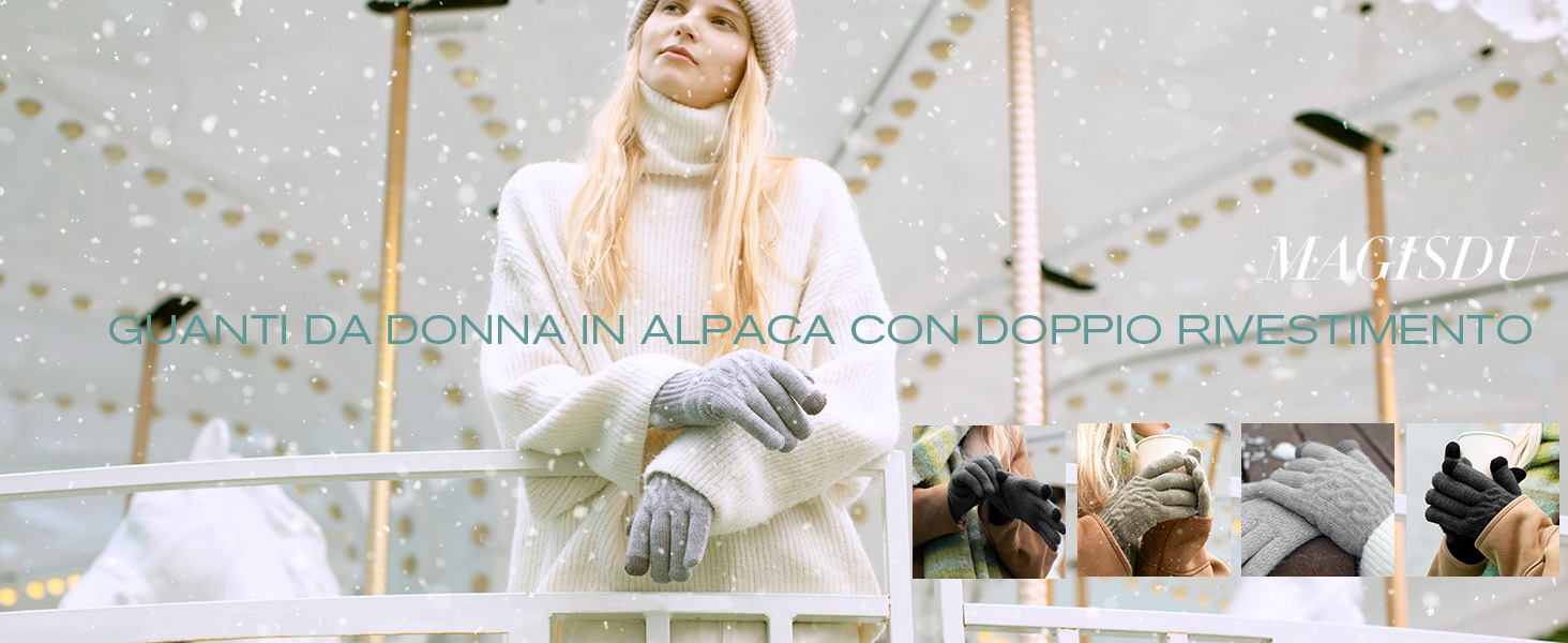 Gants Femme Hiver En Laine Alpaga - Tactiles, Doublure Polaire, Antidérapants, Tailles S à XL