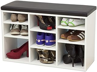 Szafka na buty z poduszką do siedzenia Vincent (M) – biały – nowy model z 11 półkami i systemem zatrzaskowym! 80 x 48 x 30 cm (szer. x wys. x gł.)