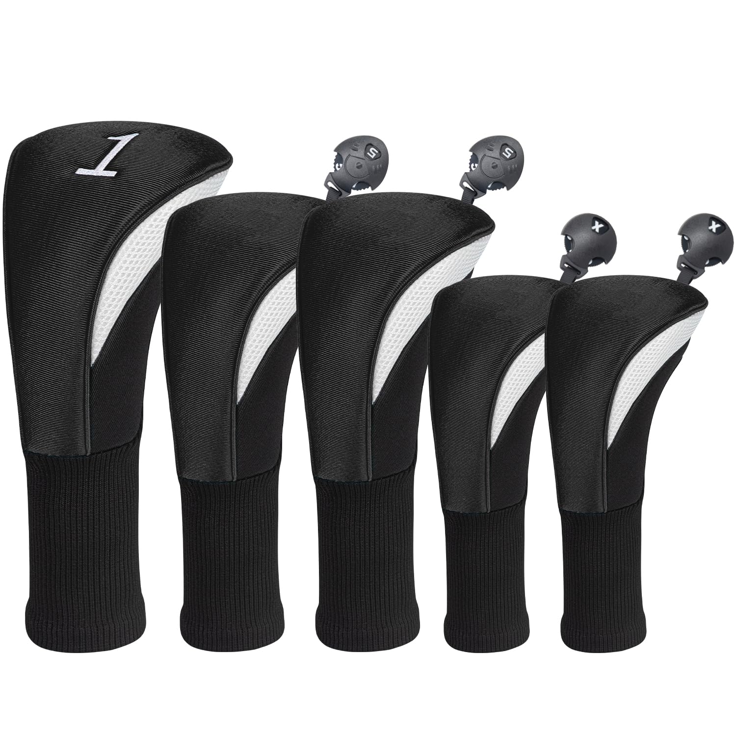 Golf Head Covers for Fairway Woods Driver Hybrids 5 Pieces Nylon Mesh Sports Fan Golf Club Headcovers-Golf Accessories for Men Women. — image 1