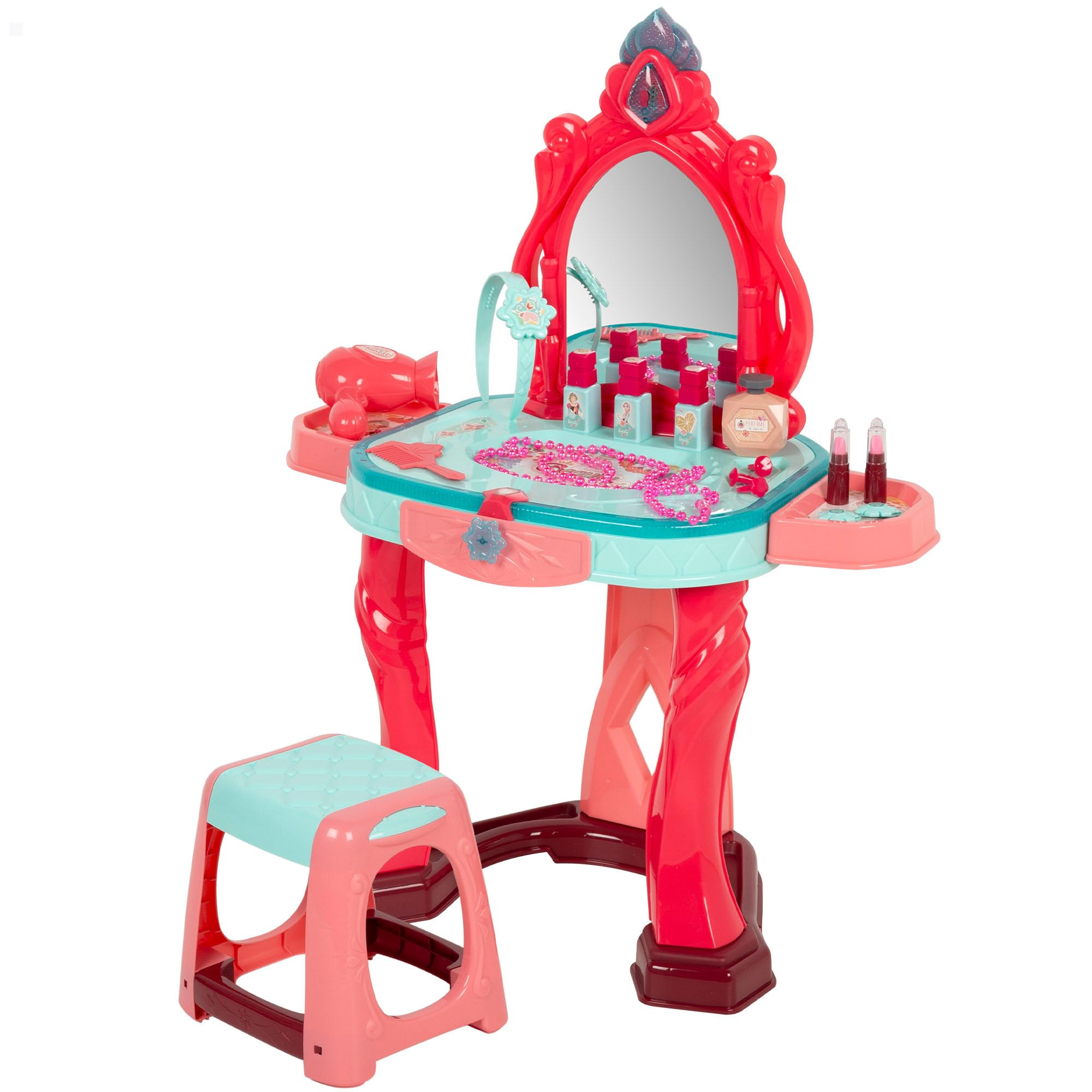ColorBaby 47969 Beauty Fashion Princess Tocador de Maquillaje para niñas, con Taburete 22 cm, luz y Sonido, 57x24x75 cm, Tocadores Infantiles niña, Accesorios Belleza Infantil, Juguete niña 3 años