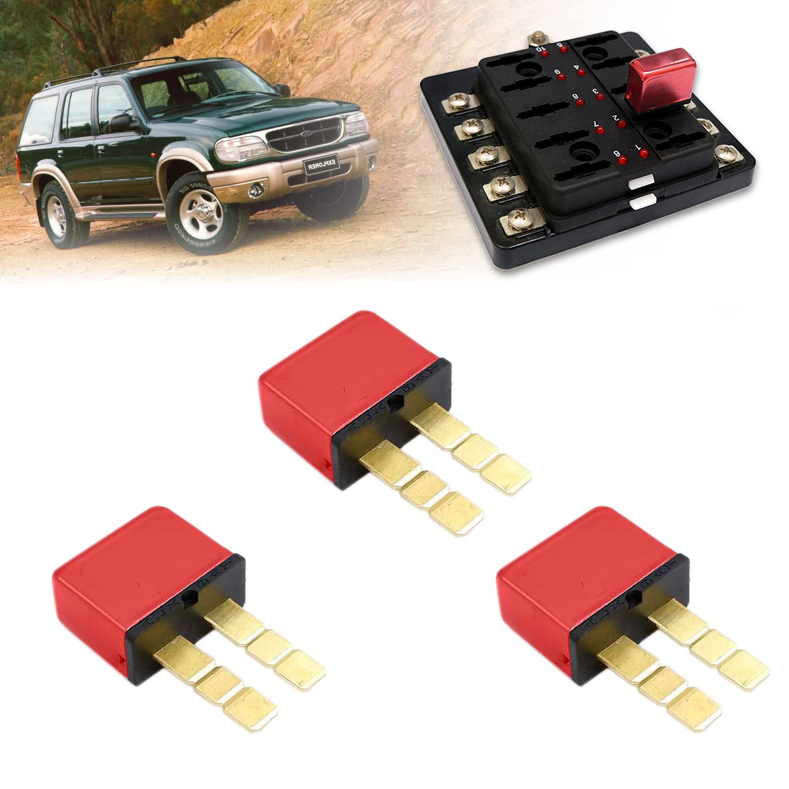 PHOTO-TOP 10A Thermal Reset Automotive Circuit Breaker (3-Pack) - ATC/ATO Blade Type