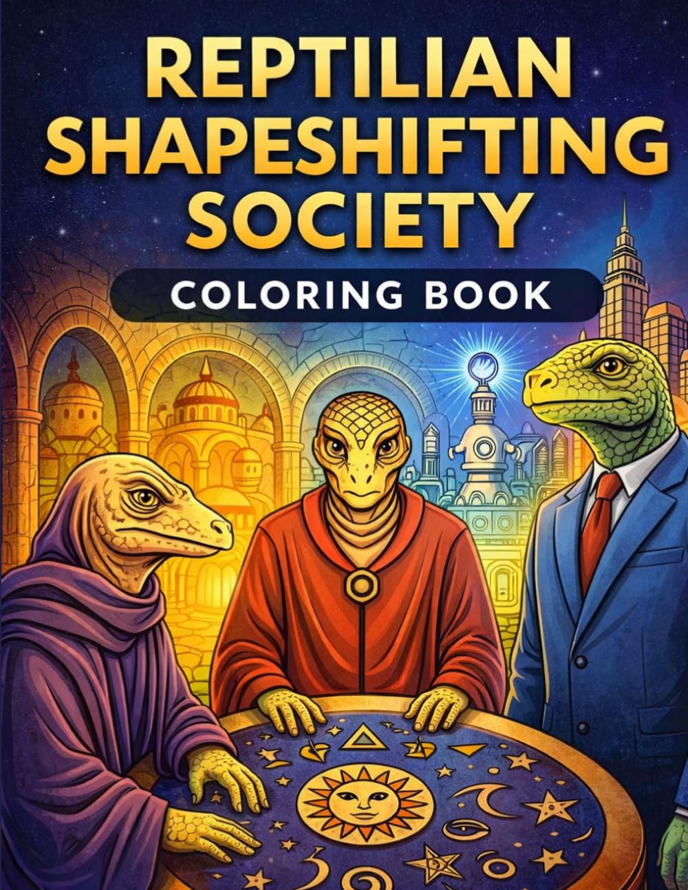 Reptilian Shapeshifting Society Coloring Book: Secret Lizard People, Hidden Civilizations & Conspiracy Fantasy Scenes to Color | Intricate Black & White Line Art for Teens & Adults