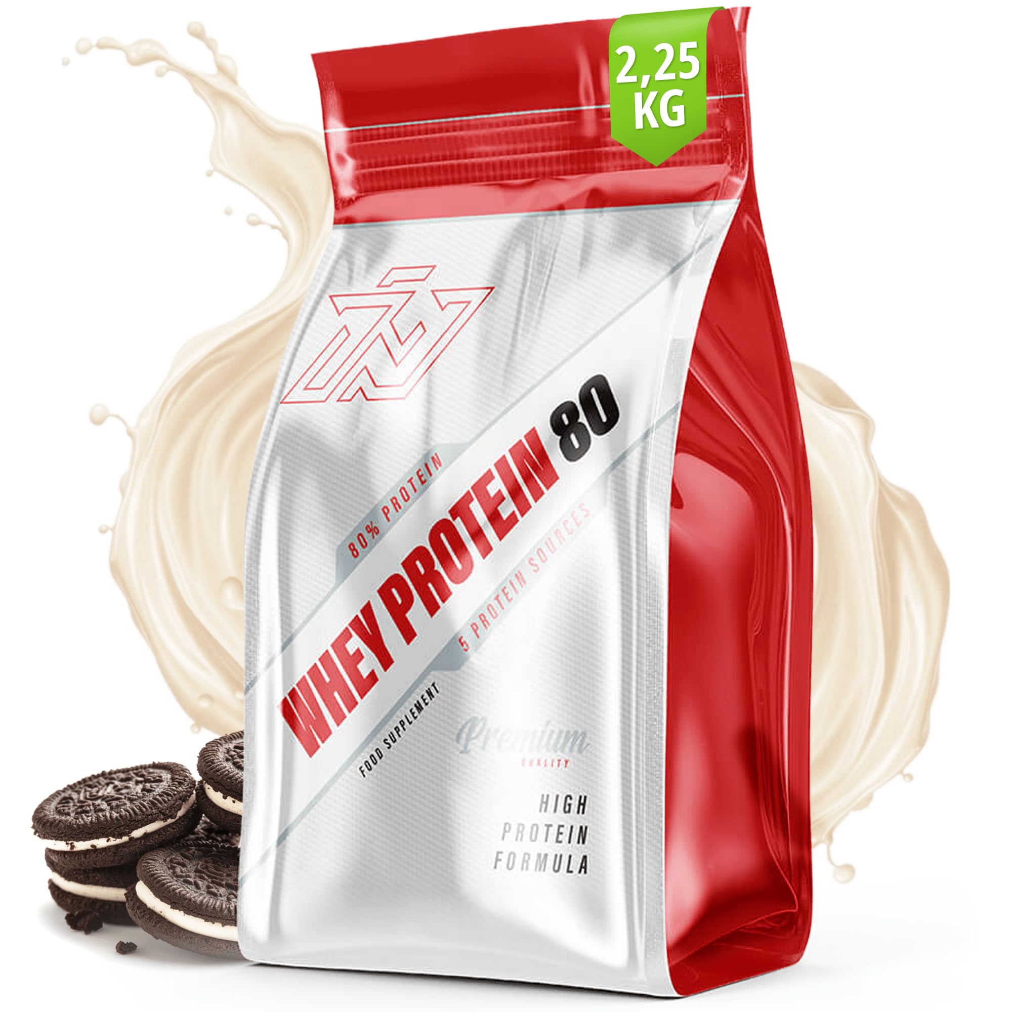 IMMORTAL NUTRITION Białko serwatkowe w proszku 2250 g - 80% białka na porcję Multi Protein z białkiem serwatkowym, jajecznym, mlecznym i pszennym - 24 g białka na porcję – Ciastko z kremem