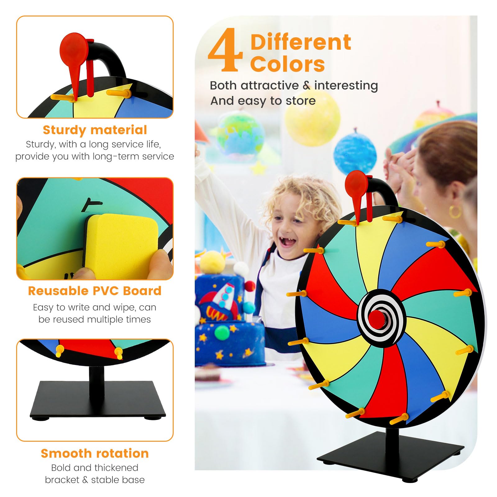 12 Slots Slots Prize Wheel Spinner with Stand, 12 Inch Spinning Wheel for Prizes, Storable Prize Wheel Spinner, Wheel of Fortune Wheel Spinner, Spin Wheel for Trade Shows for Family Party Games