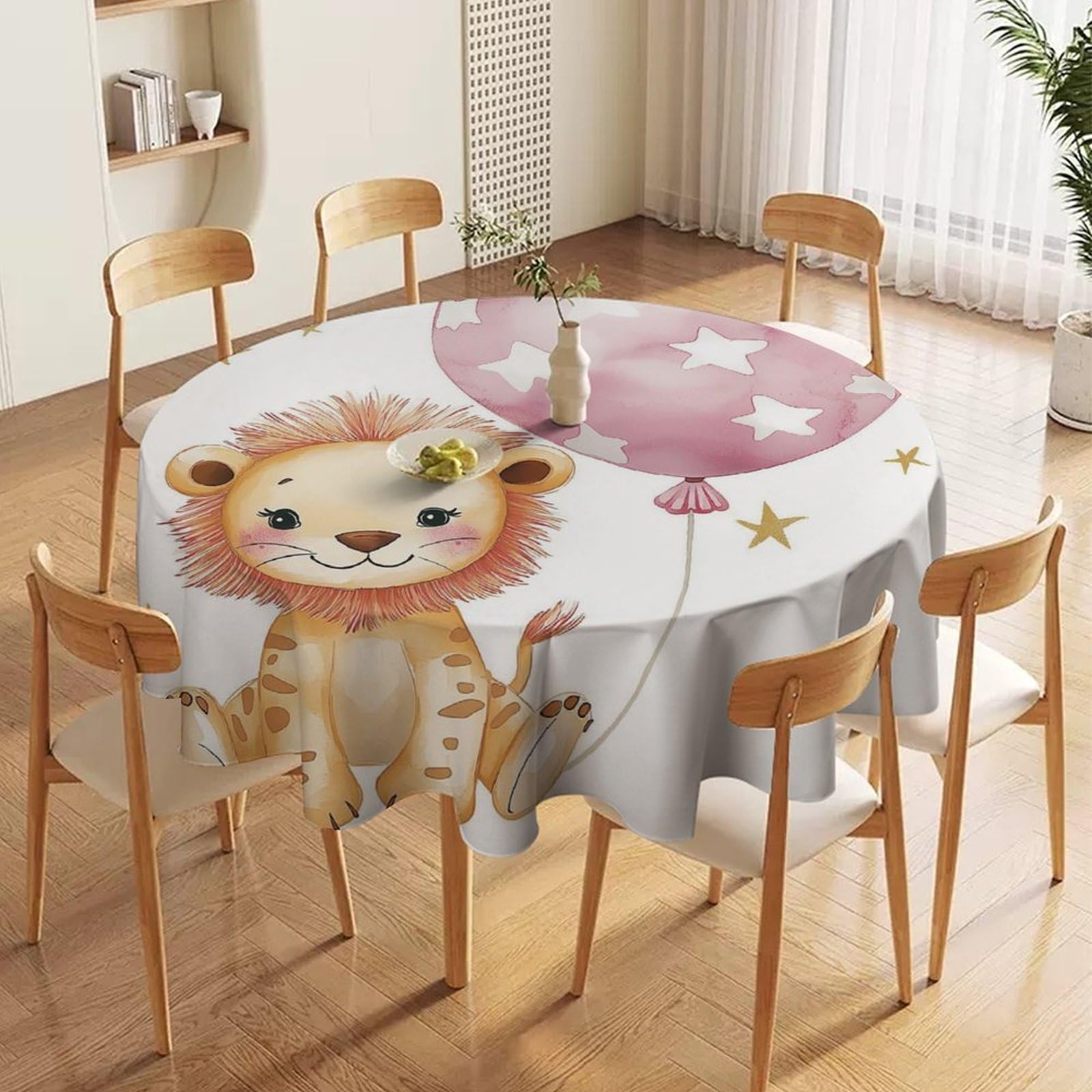ORDOBO 3D Printed Tablecloth - Wooden Bridge On The Lake Round Tablecloth Wipeable For Kitchen Dinner Picnic Party Home Fashion Print Table Cover Decoration 127X127Cm