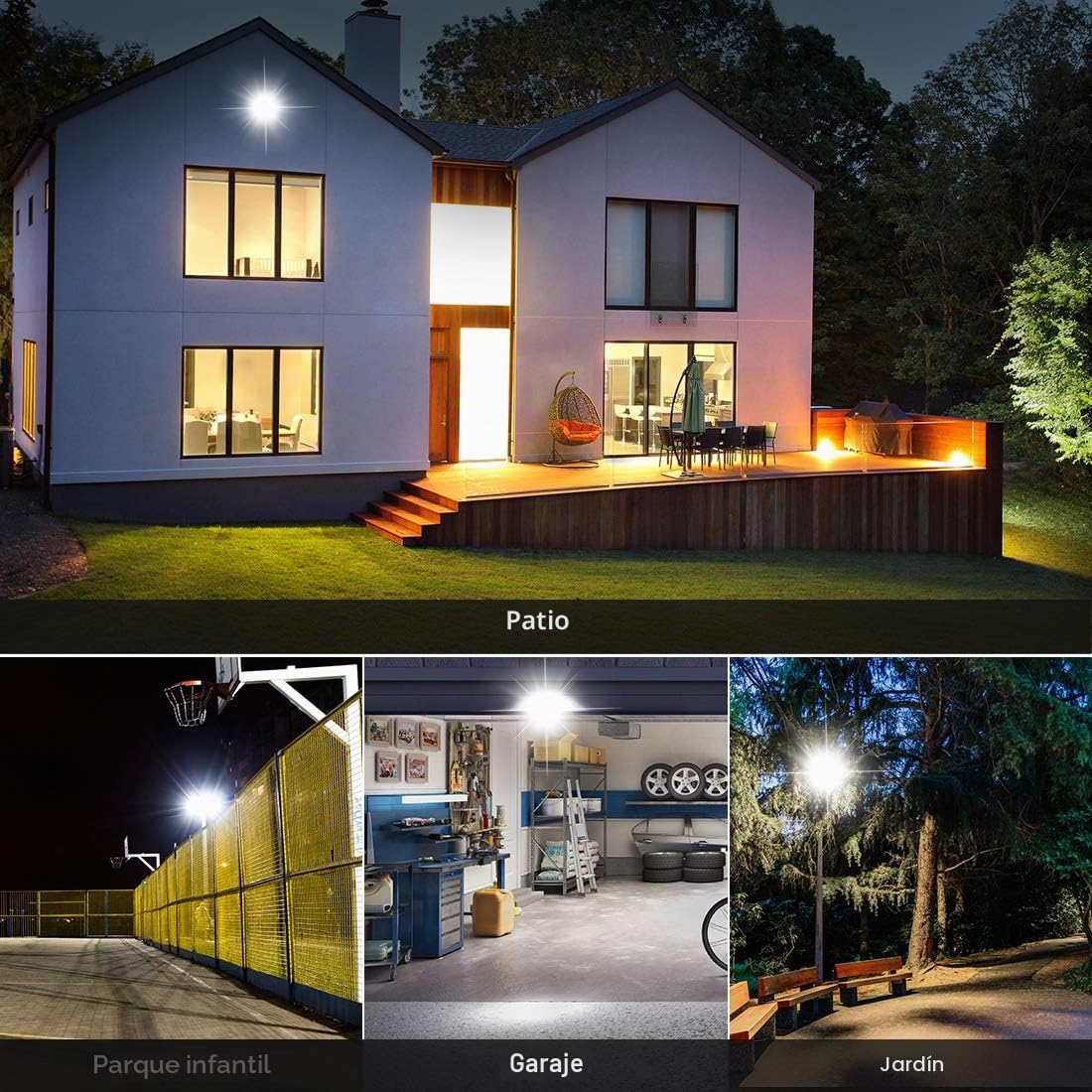 YIQIBRO 100W Focos LED Exterior 2 Piezas, 10000LM 6500K Superbrillante Blanco Frío Luces LED Exterior, IP67 Impermeable Proyector para Jardín, Terraza, Garaje, Almacén, Fábrica, Taller