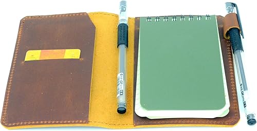 YIYUS Funda de cuero compatible con mini cuadernos Rite in the Rain y Rocketbook, tapa de cuaderno en espiral superior, soporte de notas para notas,