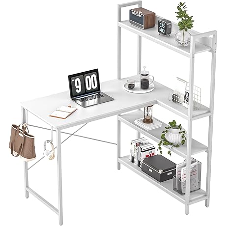 40 Inch Small White Corner Desk: Corner Space Savior with Ample Storage