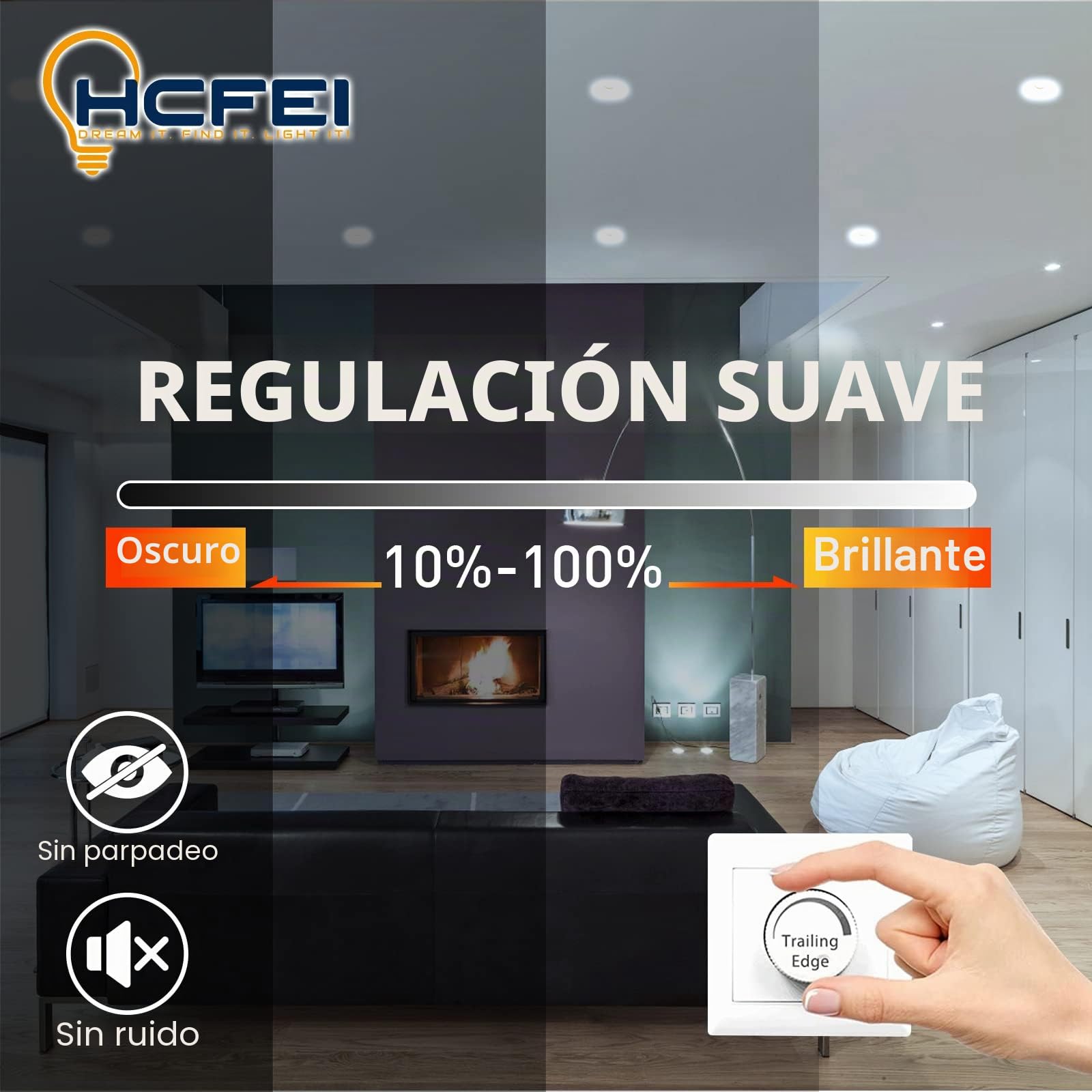 HCFEI Foco LED plano empotrable ultra plano dorado con módulo de foco LED 230 V I 3 W 320 lúmenes I ángulo de haz de 120° I regulable I 55 mm recortado I luz empotrable redonda (paquete de 3 – blanco