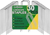 Luijnbn 30 Pack 5-Inch Galvanized Heavy-Duty Lawn Staples - Rustproof 11-Gauge U-Shaped Garden Stakes for Turf, Fabric & Fencing