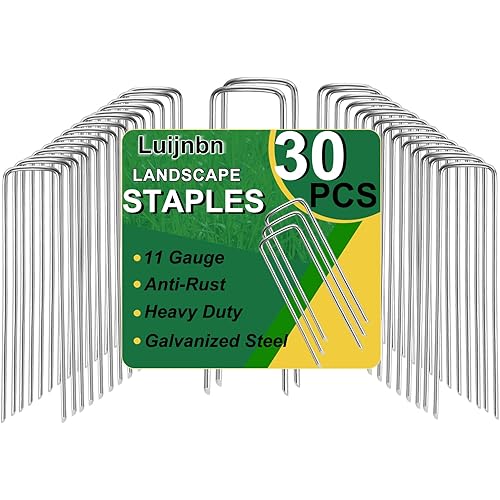 30 Pack Lawn Staples, Premium Garden Landscape Staples, Galvanized Heavy-Duty Gauge Stakes, U-Shaped Tent Stakes, Anti-Rust Fence Netting Pins Ground Spikes, Sod Pins