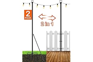 2 Pack 9.8 FT String Light Poles Outdoor Hanging Backyard Patio Deck Lighting Stand