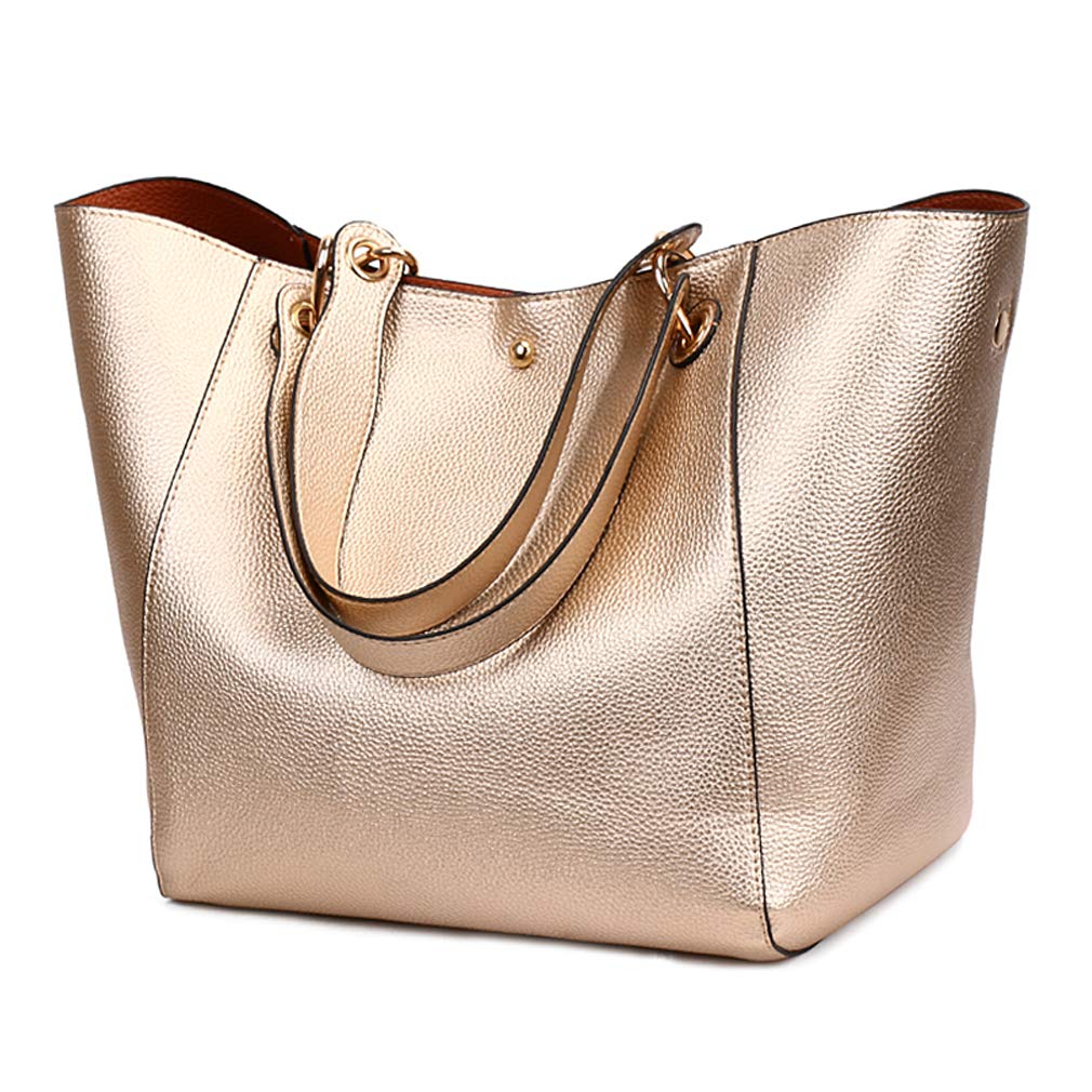 Pahajim Bolsos Mujer Grandes Bolso Señora Tote PU Cuero Bolso Bandolera Mujer Bolso Shopper Moda Mujer para Compras, Fiesta, Viajes, Trabajo(Dorado)