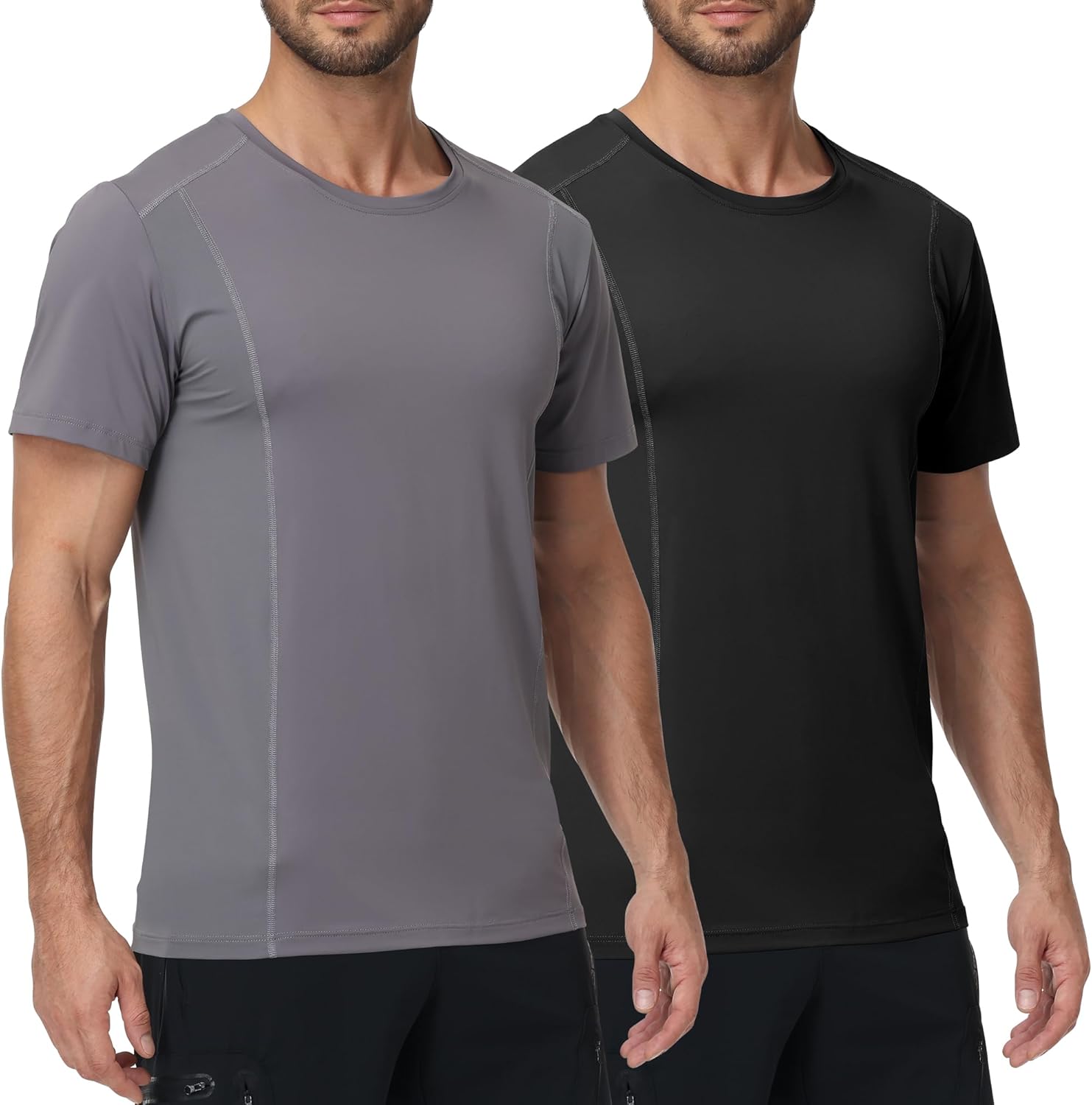 Men's UPF 50+ Swim Rash Guard – Quick Dry Short Sleeve UV Shirt for Fishing, Hiking, Beach, Running