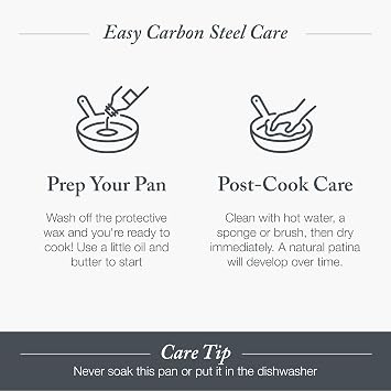 Merten & Storck Pre-Seasoned Carbon Steel 8 Frying Pan Skillet, Use on Induction, Stove and Grill, Durable, Even-Heating, for Searing, Grilling, Oven Use, and Campfire, Indoor/Outdoor