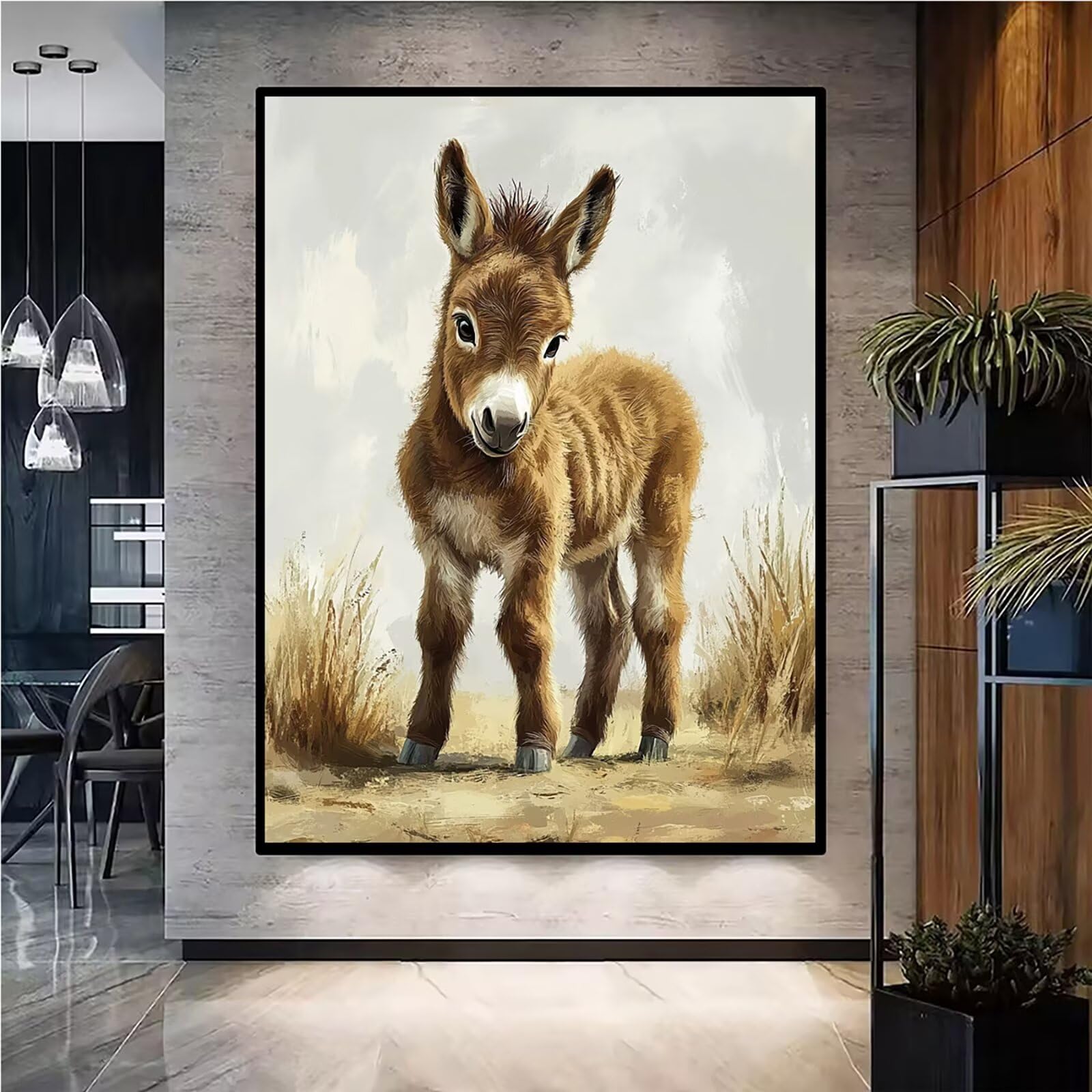 Diamond Painting Kit Completo, Diamond Painting Asino, 5D Quadrato Pittura Diamante Kit Manualidades Adultos DIY Diamantini Crystal Art Disegni Ricamo Punto Croce Artigianale, 80x100cm Animale j0-858