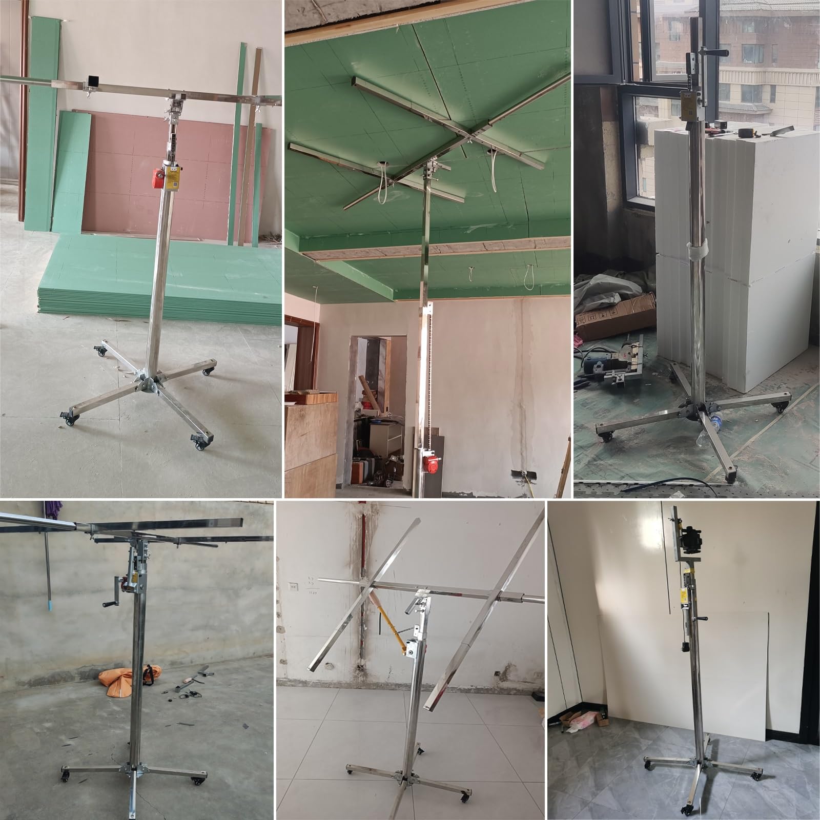 Drywall Lift Panel Hoist Dry Wall Rolling Panel - Drywall Panel Hoist Jack for Ceiling With 4 Lockable Wheels - 3.2m 3.8m Tall Sheetrock Lift Drywall Lift Heavy Duty for Home Improvement(H 3.8m/12.4ft