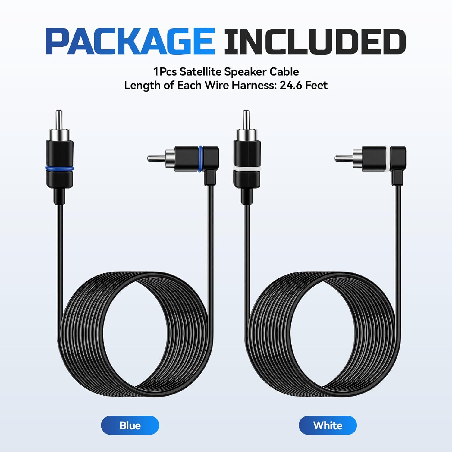 2 pcs Satellite Speaker Cables Compatible with Vizio V51 M51 SB3651 SB36514 SB4051 SB4251，24.6ft Exact-Fit Surround Speaker Replacement Wires(Blue + White)