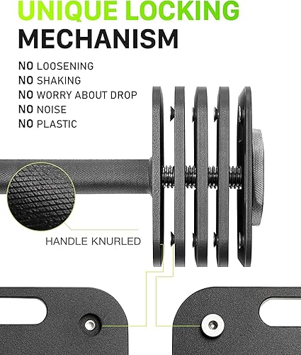 Miniatura 2 de Eisenlink Juego de mancuernas ajustables, 10-5080 libras, incrementos de 5 libras, mancuernas cuadradas de bloqueo rápido para gimnasio en casa