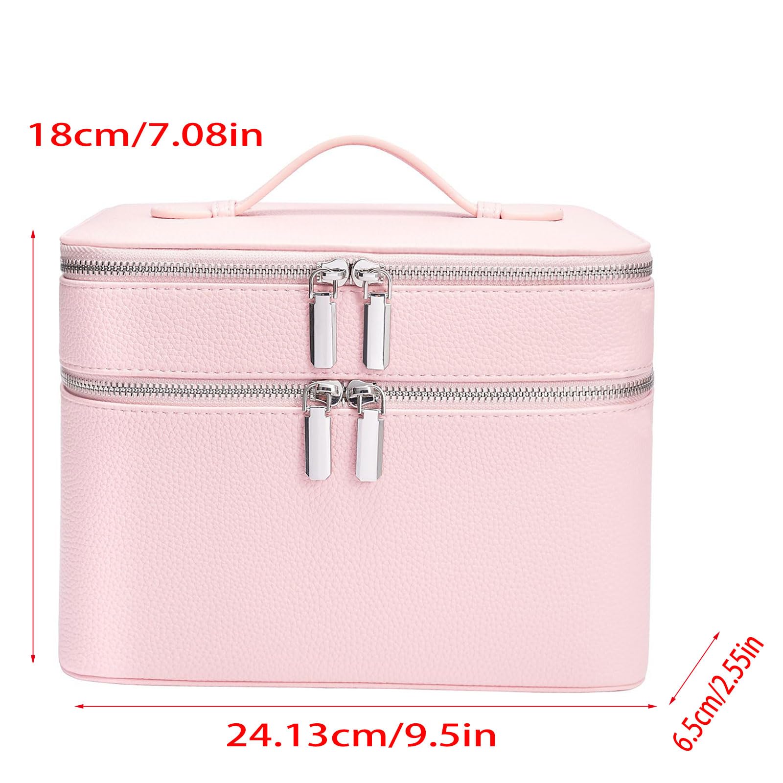 Doppelschichtige Kosmetiktasche mit großer Kapazität, PU Leder, wasserdicht, leicht, ideal für Reisen und den täglichen Gebrauch, Make up Planer für den täglichen Gebrauch