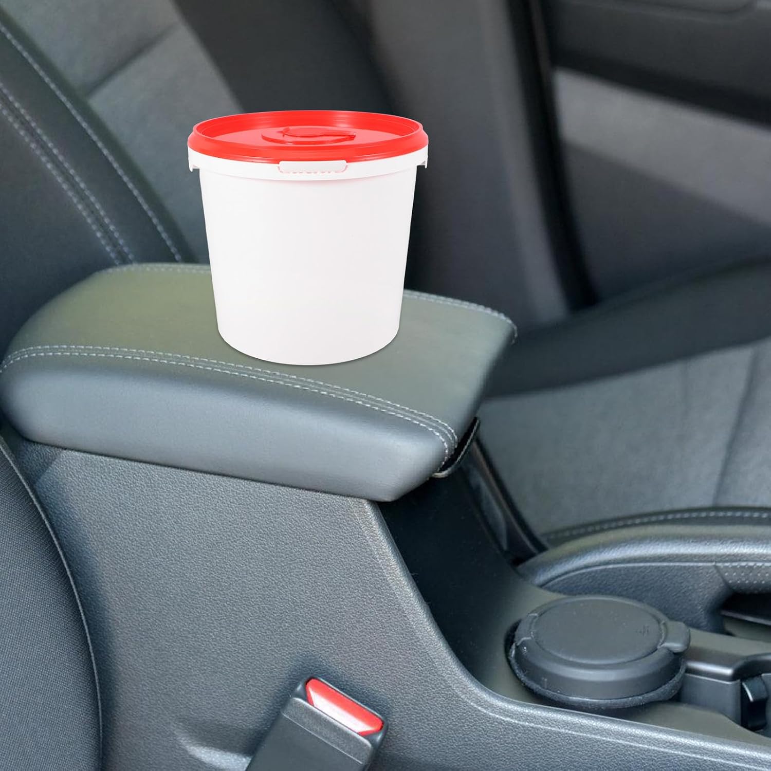 Refillable Wipe Bucket Container with Red Lid for Diaper Wipes for Car and Bathroom Use for Travel and Home