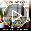 Image of KITTENS Ceramic Mug Set of 2 - 375ml | Hand-Painted Peacock Feather Pattern | Microwave & Dishwasher Safe | Food Grade | Tea, Coffee, Snacks | Ideal Gift for Home, Office & Festive Gifting