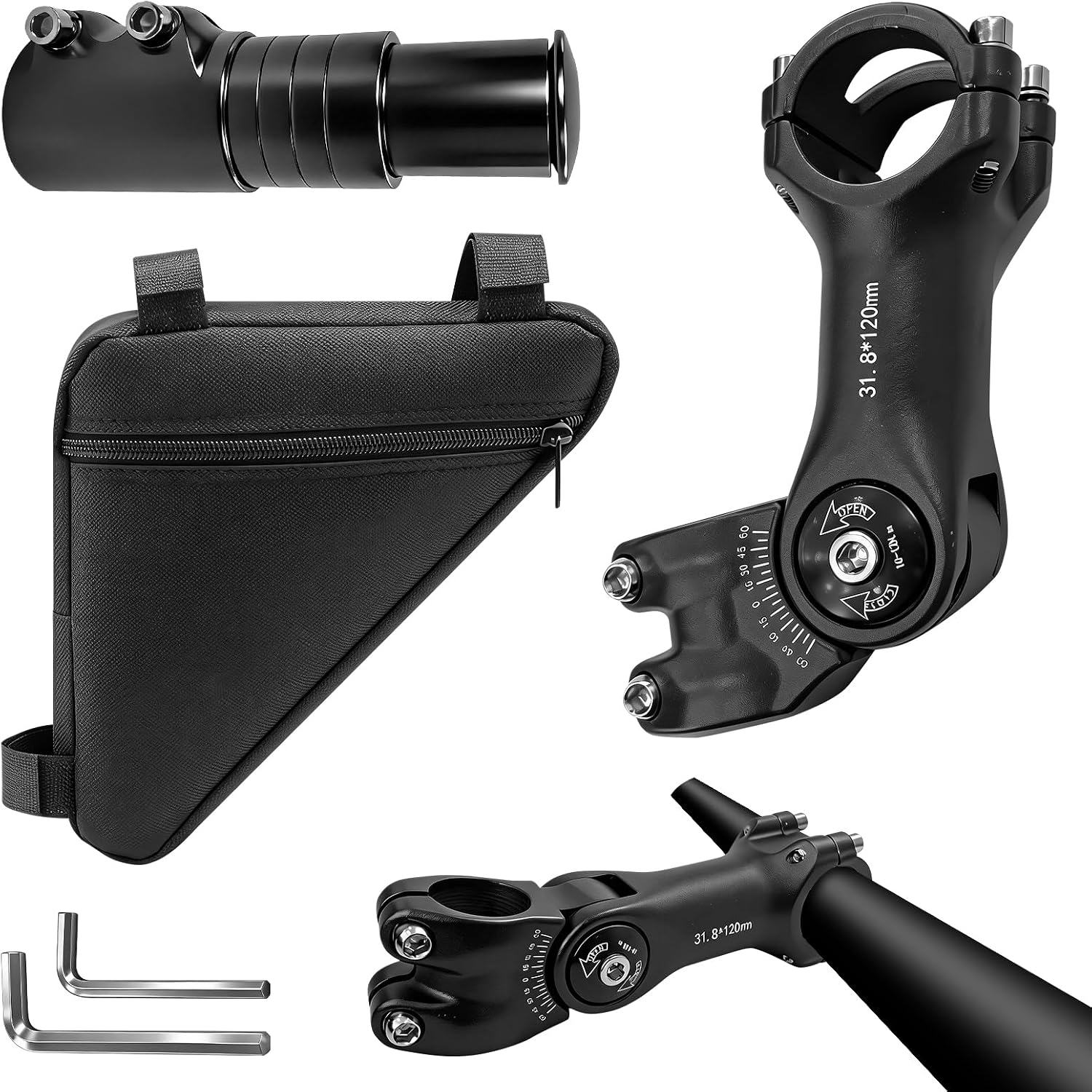 1 Set Adjustable Aluminum Alloy Bike Stem Riser for Mountain Bikes | Lightweight aluminum alloy build, adjustable height, universal fit for mountain and regular bicycles, easy to install