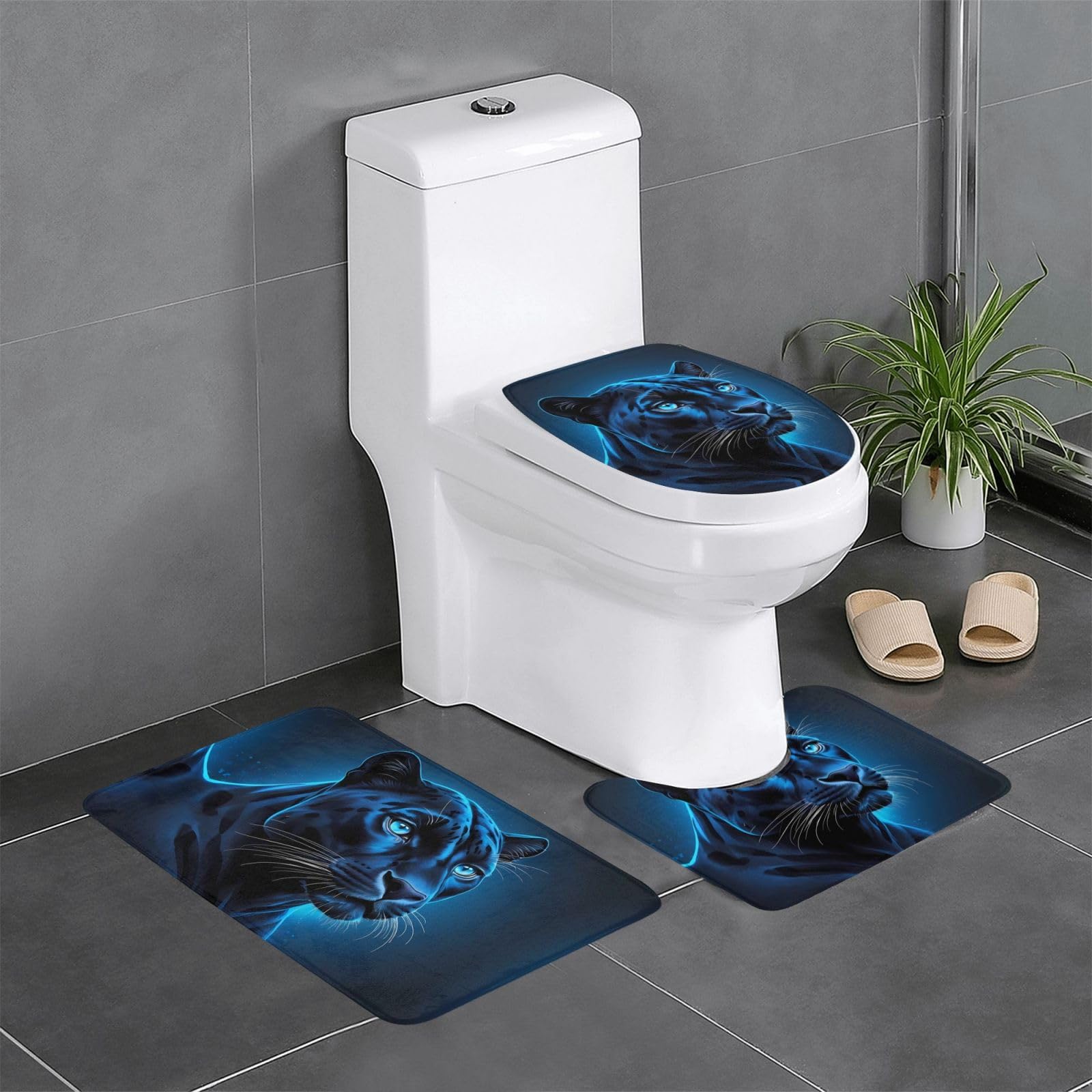Tapis de salle de bain antidérapants WHJSHOP au design panthère élégant