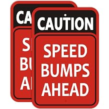 2 Pack Speed Bumps Ahead Signs Slow Down Traffic Signs,1218 Inches Metal Sturdy Free Rust Aluminum Warning Sign,Weatherproof,UV Protected,Easy to Install