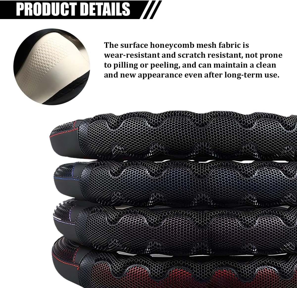 D-Shaped Car Steering Wheel Cover, 14.5-15" Anti-Slip Steering Wheel Protector with 3D Honeycomb Massage Grip, Comfortable Sporty Auto Interior Decor Accessories, Universal Fit (Black/Purple)