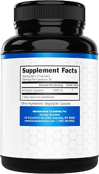 NAC Supplement (60 Capsules, 1000mg Per Serving) Premium NAC Supplement N-Acetyl Cysteine Capsules for Men and Women for Immune Support - Vegan Safe, Third Party Tested - Non GMO & USA Made