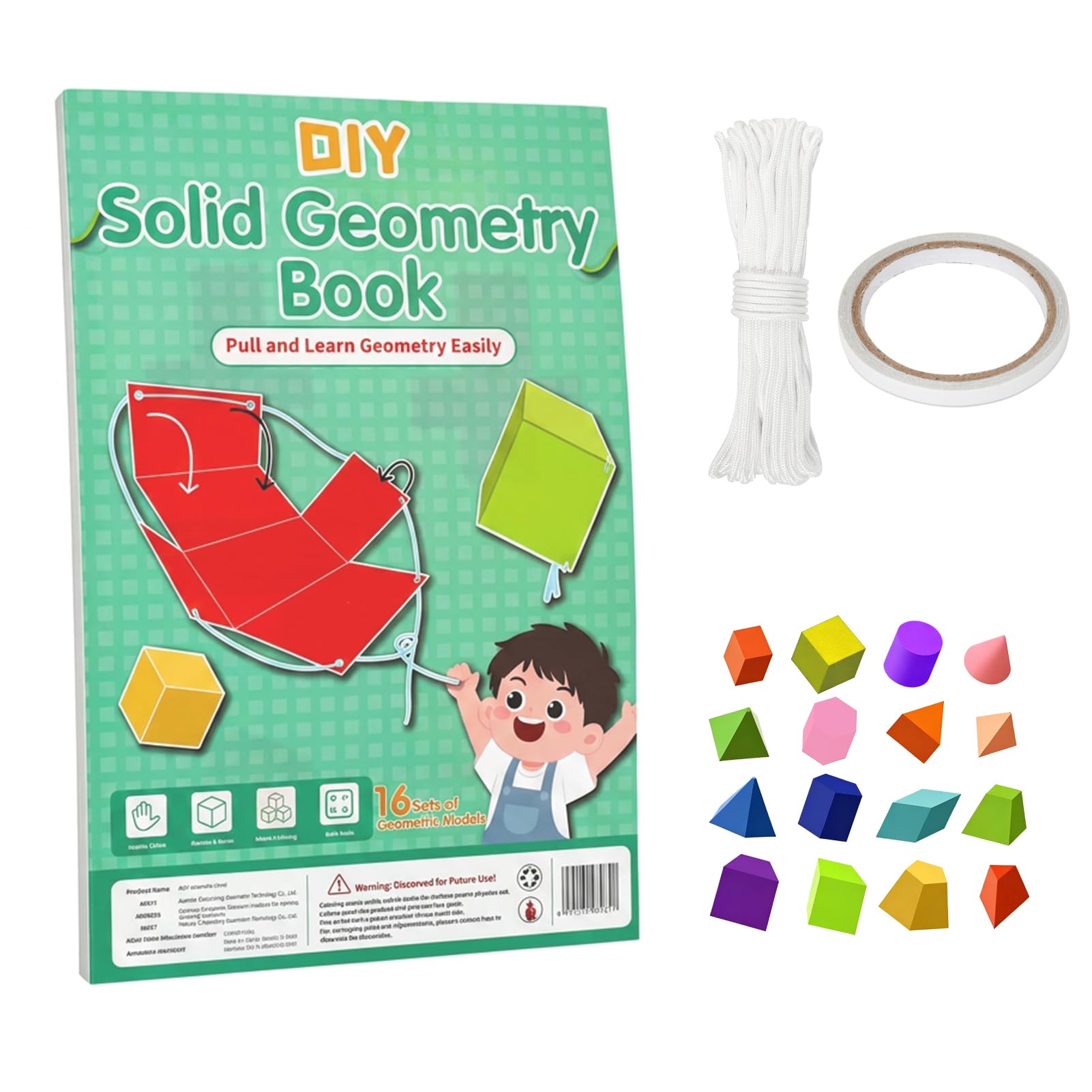 DIY 3D Geometry Book for Kids Educational Math Toys Spatial Reasoning STEM Learning Materials Geometric Shapes Building Kit Montessori Visual Tools Interactive Puzzle Gifts