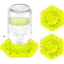 2 Pack Bee Feeder for Mason Jar, Silicone Bee Watering Station, Compatible with Regular and Wide Mouth, Bee Feeders for Hives, Bee Keeping Supplies, Bee Waterer for Outside Garden Yellow-2pack