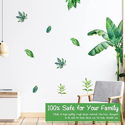 Miniatura 3 de Calcomanías de pared de hojas de plátano gigantes de selva tropical, hojas de palmera naturales, calcomanías de pared para despegar y pegar,