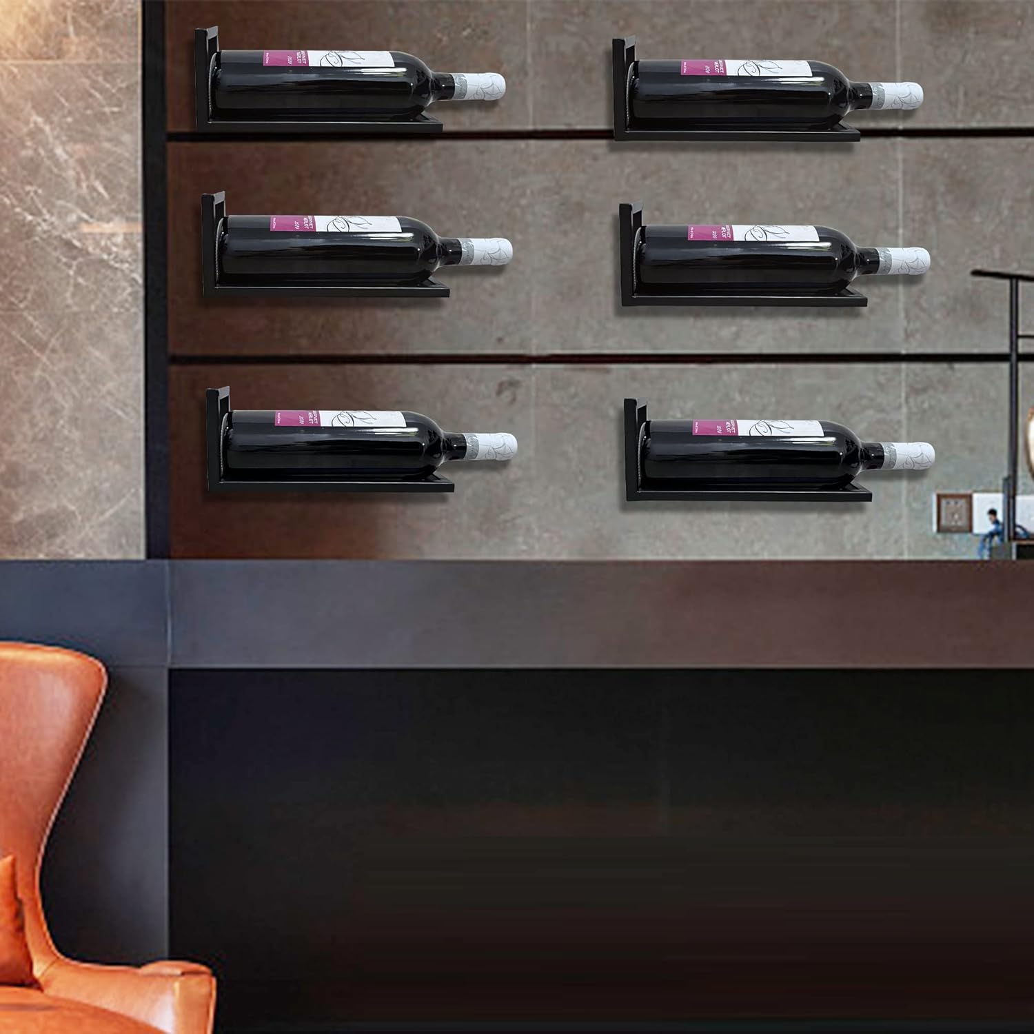 Buy OFILLES 3Pcs Black Metal Wall Mounted Wine Racks, Wine Rack Wall