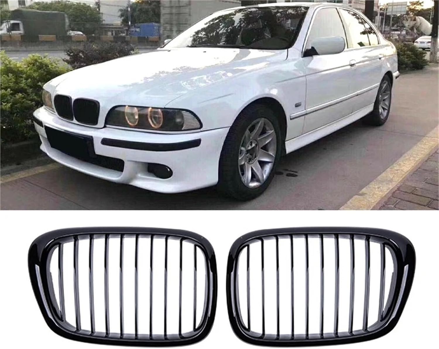 Compatible with BMW E39 5 Series 525 528 Gloss Black Grille Car Front Hood Grill Kidney Grilles Racing Grill 99-03 Auto Accessories(Matte Black)