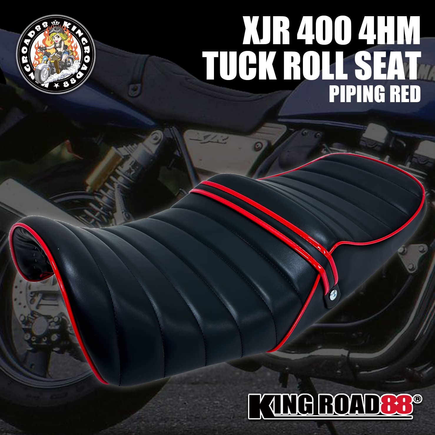 XJR400 前期用シート 黒と赤のツートンデザイン